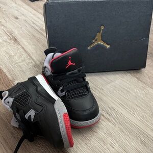 Jordan Kids 4 Retro (TS) Black and Red Sneakers